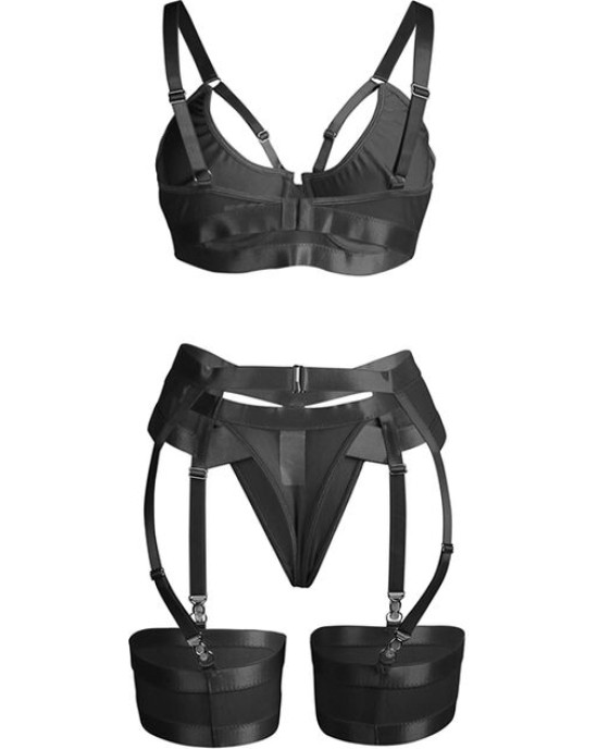 Subblime Sets SUBBLIME - 955236 BLACK BONDAGE BRA WITH GARTER SET S/M