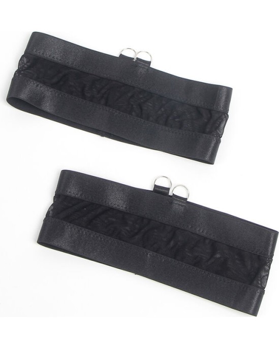 Subblime Sets SUBBLIME - 955236 BLACK BONDAGE BRA WITH GARTER SET S/M