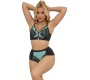 Subblime Sets SUBBLIME - 955557 GREEN PATENT LEATHER MESH ZIPPER BRA SET S/M