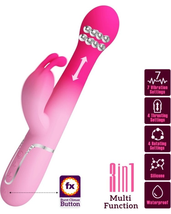 Pretty Love DEJON 3 IN 1 MULTIFUNCTION RABBIT VIBRATOR PINK