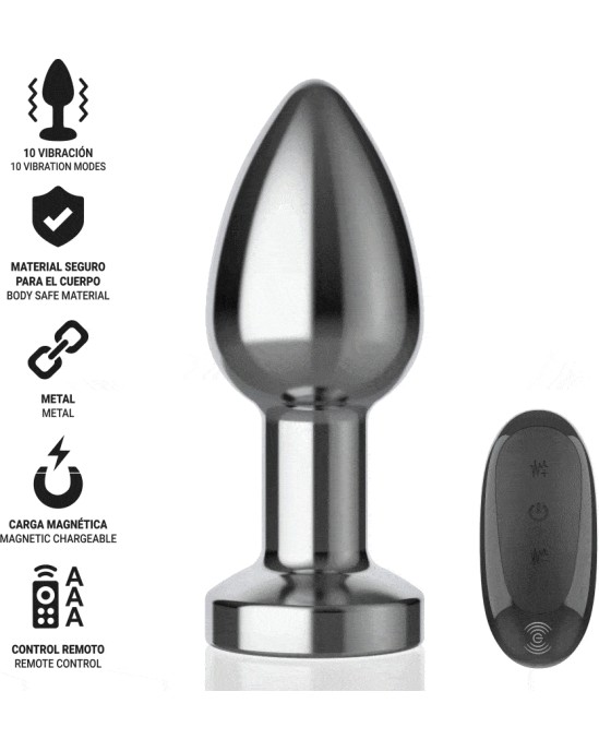 Intense Anal Toys INTENSE - ANAL PLUG 10 VIBRATIONS METAL WITH REMOTE CONTROL M