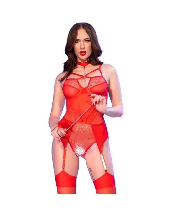 Chilirose Bodies CHILIROSE - CR 4879 CROTCHLESS BODYSUIT RED L