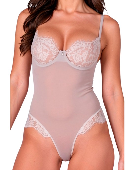 Passion Woman Teddies PASSION - ZOVEL BODY LIGHT GREY S/M