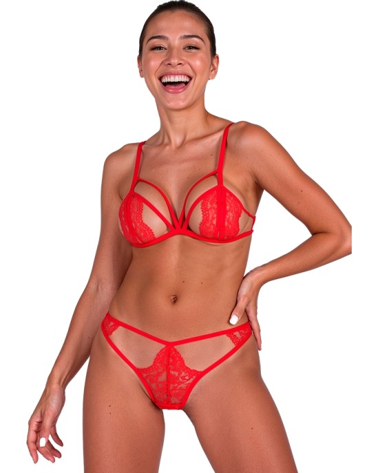 Passion Woman Sets PASSION - ANUVERA BRA + THONG SET FIRE BRICK S/M