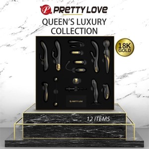 Prettylove Luxury Set Queens with 12 Toys Black and 18k Gold