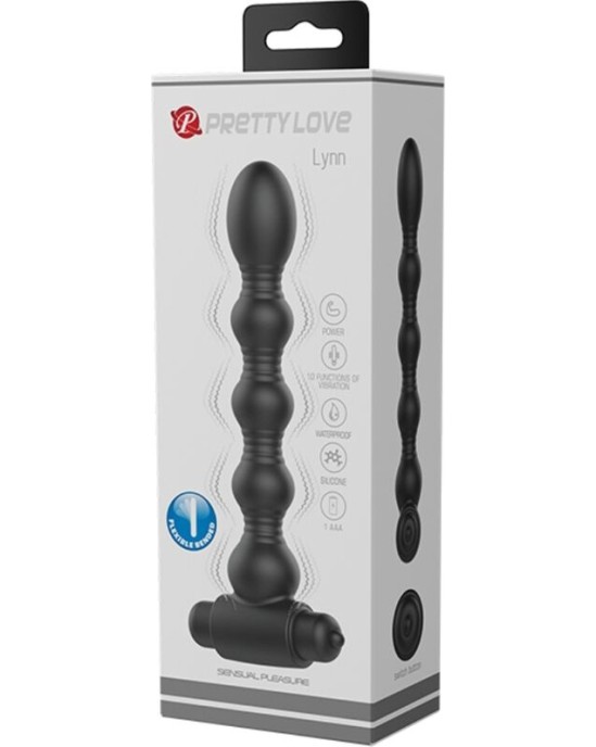 Pretty Love LYNN SILICONE ANAL PLUG 10 VIBRATIONS BLACK