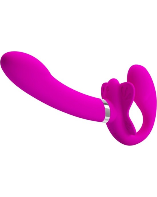 Pretty Love VALERIE DOUBLE STRAP-ON VIBRATOR 12 VIBRATIONS PURPLE