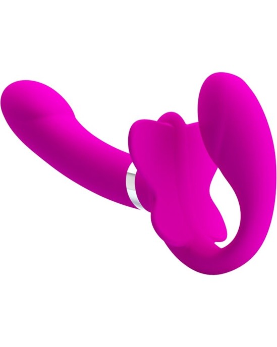 Pretty Love VALERIE DOUBLE STRAP-ON VIBRATOR 12 VIBRATIONS PURPLE