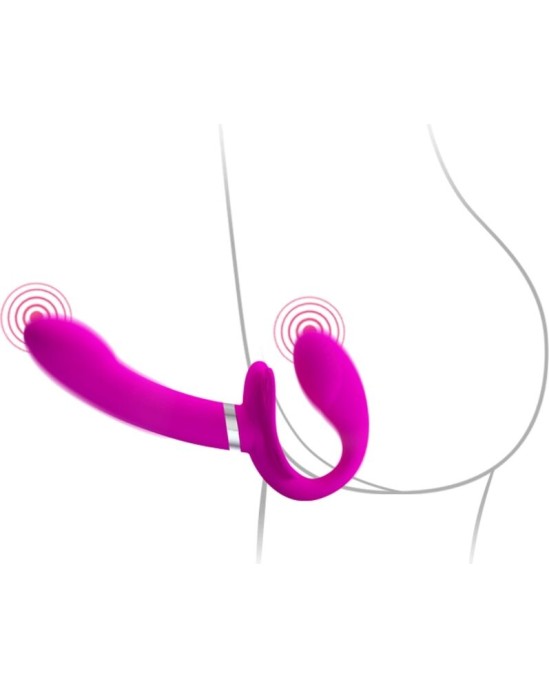 Pretty Love VALERIE DOUBLE STRAP-ON VIBRATOR 12 VIBRATIONS PURPLE