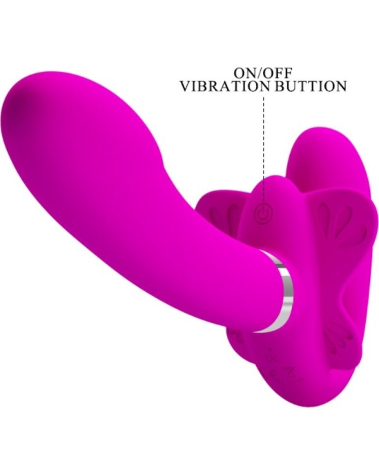 Pretty Love VALERIE DOUBLE STRAP-ON VIBRATOR 12 VIBRATIONS PURPLE