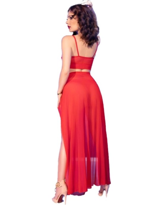 Chilirose Sets CHILIROSE - CR 4850 RED TOP AND LEGGINGS SET WITH GOLDEN ACCESSORIES M