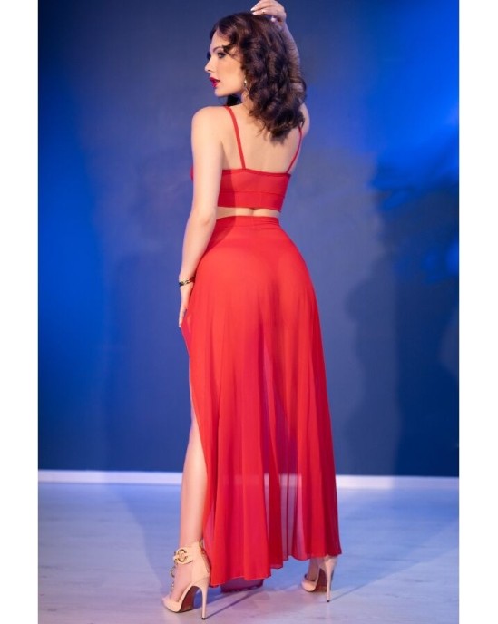 Chilirose Sets CHILIROSE - CR 4850 RED TOP AND LEGGINGS SET WITH GOLDEN ACCESSORIES M