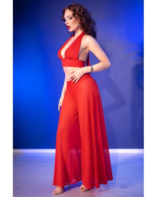 Chilirose Sets CHILIROSE - CR 4857 RED TOP AND PANTS SET SIZE S