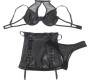 Subblime Sets SUBBLIME - 957599 LEATHER BRA AND SKIRT SET BLACK L/XL
