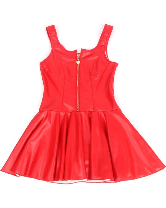 Subblime Dresses SUBBLIME - 957681 HEART ZIPPER LEATHER DRESS RED S/M