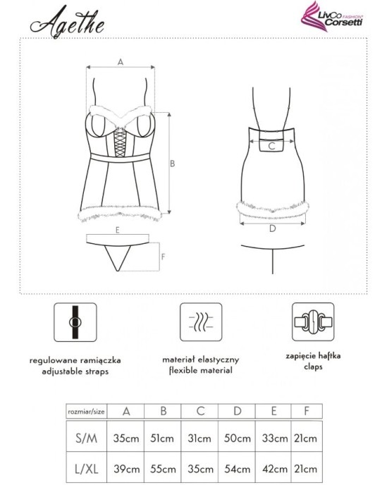 Livco Corsetti Sets LIVCO CORSETTI FASHION - AGETHE LC 90607 CHEMISE + THONG + CHRISTMAS HAT L/XL