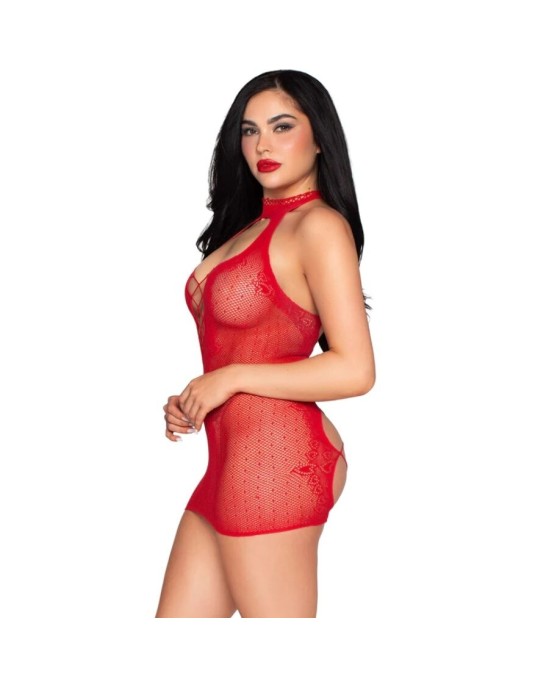 Leg Avenue Dresses LEG AVENUE - 81675 HALTER MINI DRESS RED - ONE SIZE