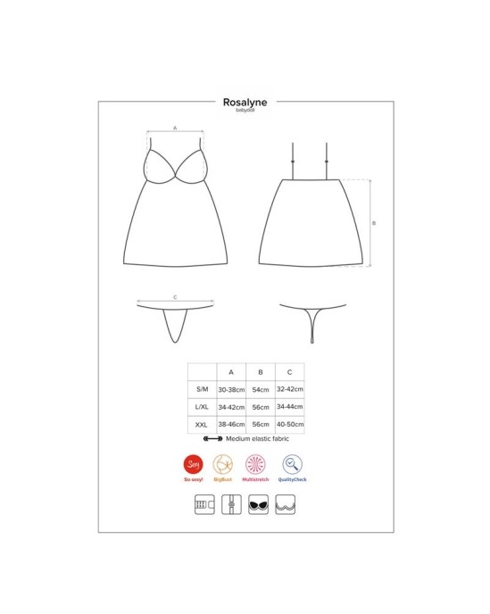 Obsessive Rosalyne Babydoll un siksnu sarkans izmērs S/M