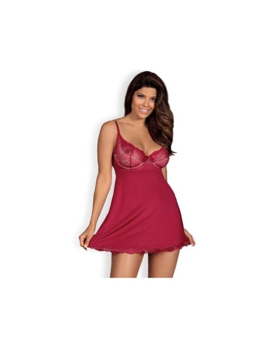 Obsessive Rosalyne Babydoll un siksnu sarkans izmērs S/M