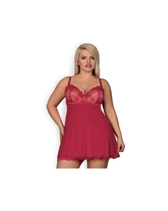 Obsessive Rosalyne Babydoll un siksnu sarkans izmērs S/M