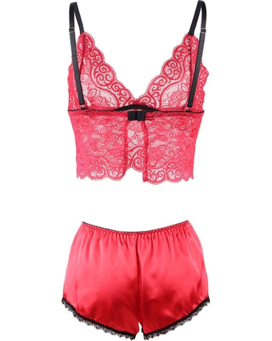 Subblime Sets SUBBLIME - 953904 ШЕЛКОВАЯ И КРУЖЕВНАЯ НОЧНАЯ СОРОЧКА + ТРУСИКИ КРАСНЫЕ L/XL