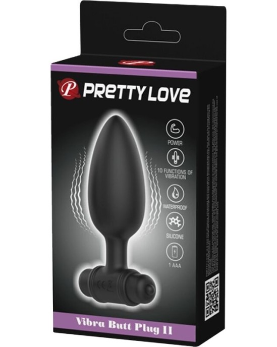 Pretty Love VIBRA BUTT PLUG 2 ANAL PLUG 10 VIBRATIONS BLACK