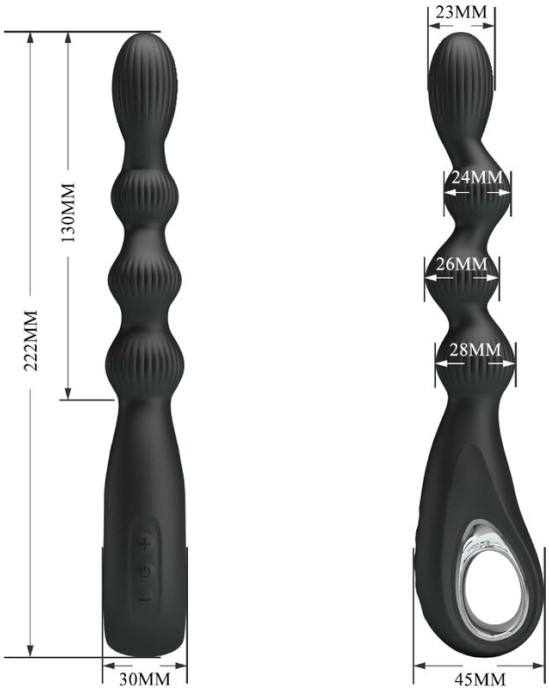 Pretty Love FEDERER ANAL VIBRATOR 12 VIBRATIONS BLACK