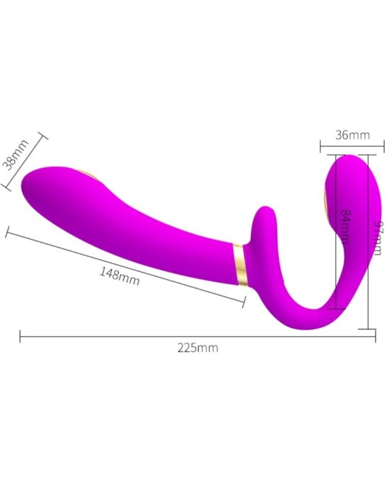 Pretty Love THUNDERBIRD DOUBLE STRAP-ON VIBRATOR REMOTE CONTROL PURPLE