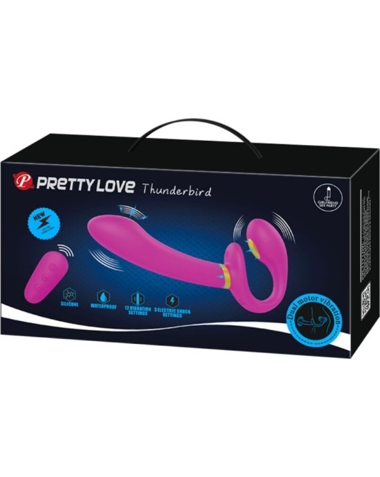 Pretty Love THUNDERBIRD DOUBLE STRAP-ON VIBRATOR REMOTE CONTROL PURPLE