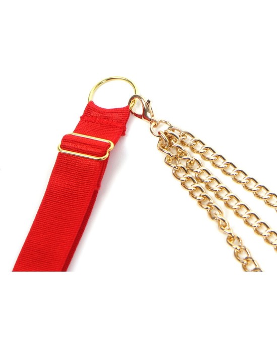 Subblime Sets SUBBLIME - 955526 BRA SET WITH CHAINS AND MESH HEART RED L/XL