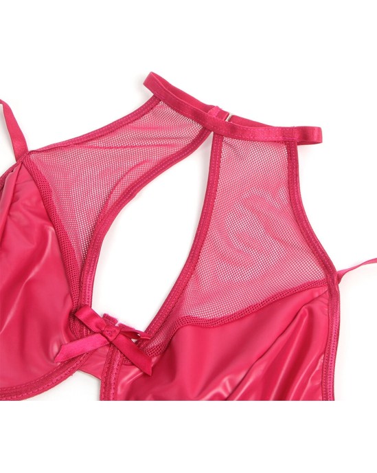 Subblime Sets SUBBLIME - 957605 LEATHER BRA AND SKIRT SET RED S/M