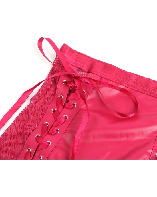 Subblime Sets SUBBLIME - 957605 LEATHER BRA AND SKIRT SET RED S/M