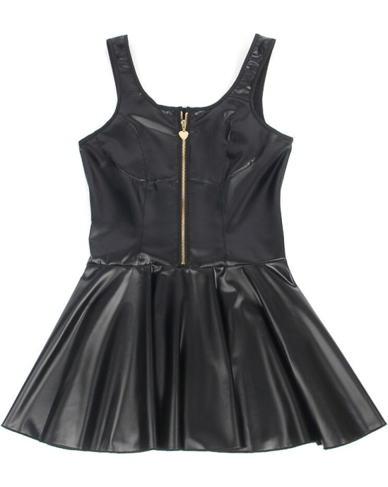 Subblime Dresses SUBBLIME - 957667 HEART ZIPPER LEATHER DRESS BLACK S/M
