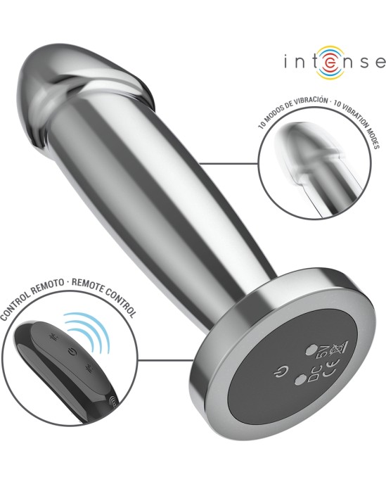 Intense Anal Toys INTENSE - ANAL PLUG 10 VIBRATIONS METAL DILDO WITH REMOTE CONTROL S